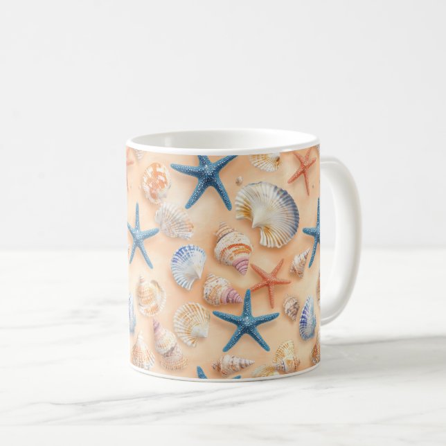 Rustic Coastal - Seashells, Starfish, Reef (6) Coffee Mug (Front Right)