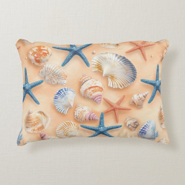 Rustic Coastal - Seashells, Starfish, Reef (6) Decorative Cushion (Front)