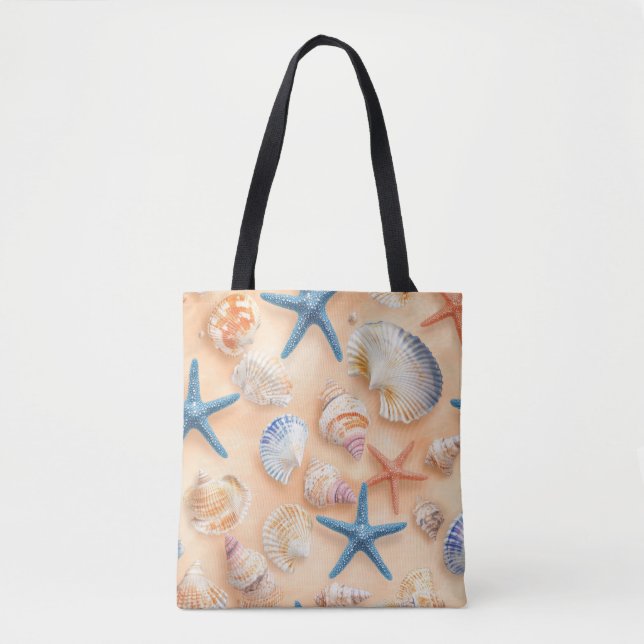 Rustic Coastal - Seashells, Starfish, Reef (6) Tote Bag (Front)