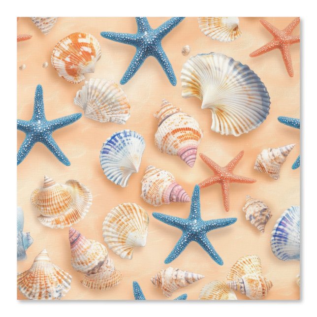 Rustic Coastal - Seashells, Starfish, Reef (6) Wallpaper (Front)