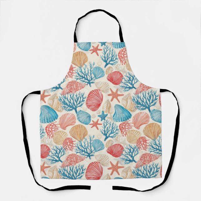 Rustic Coastal - Seashells, Starfish, Reef (7) Apron (Front)