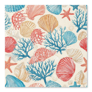 Rustic Coastal - Seashells, Starfish, Reef (7) Wallpaper