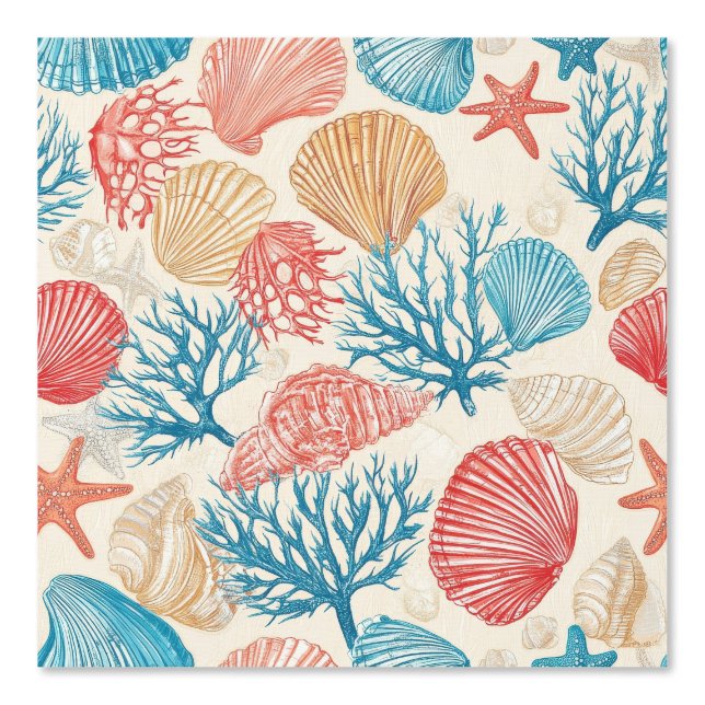 Rustic Coastal - Seashells, Starfish, Reef (7) Wallpaper (Front)
