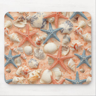Rustic Coastal - Seashells, Starfish, Reef (8) Mouse Pad