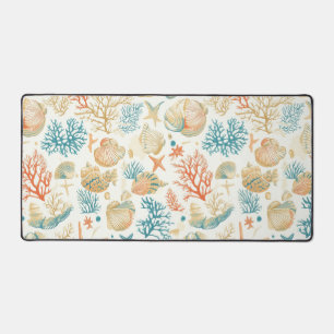 Rustic Coastal - Seashells, Starfish, Reef (9) Desk Mat