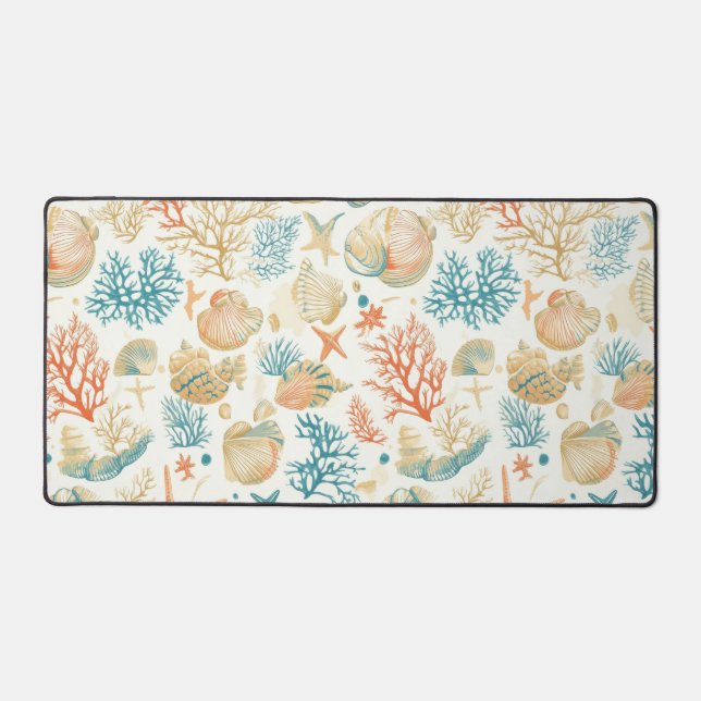 Rustic Coastal - Seashells, Starfish, Reef (9) Desk Mat (Front)
