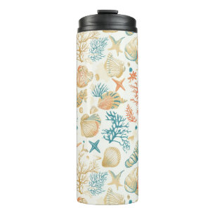 Rustic Coastal - Seashells, Starfish, Reef (9) Thermal Tumbler