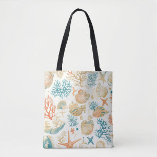 Rustic Coastal - Seashells, Starfish, Reef (9) Tote Bag