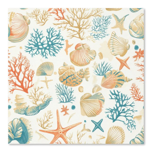 Rustic Coastal - Seashells, Starfish, Reef (9) Wallpaper (Front)