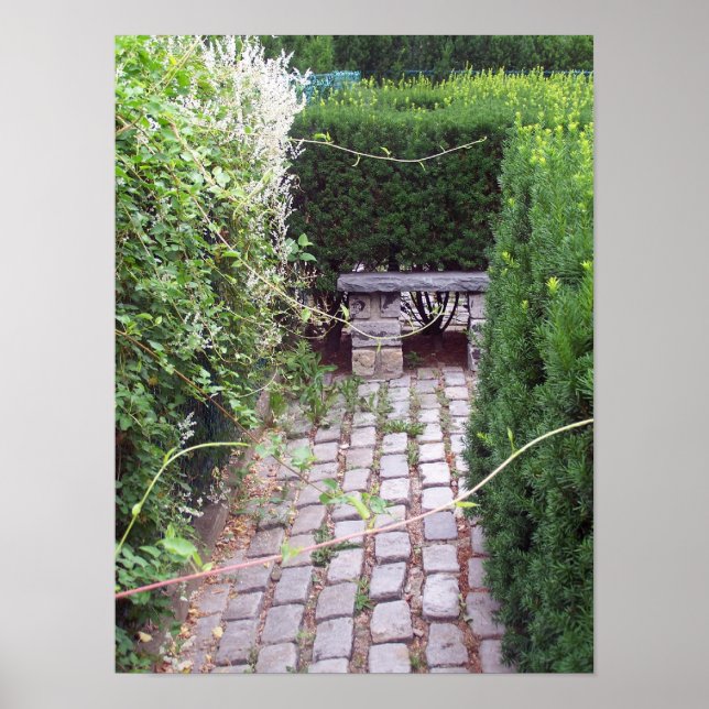 Rustic Cobblestone Garden Path Poster (Front)