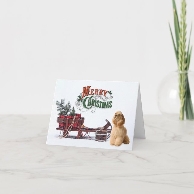 Rustic Cocker Spaniel Christmas Holiday Card (Front)