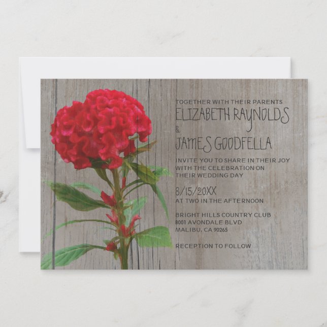 Rustic Cockscomb Wedding Invitations (Front)