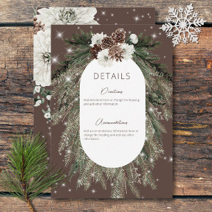 Rustic Cocoa Pine Winter Sparkle Details Enclosure Card