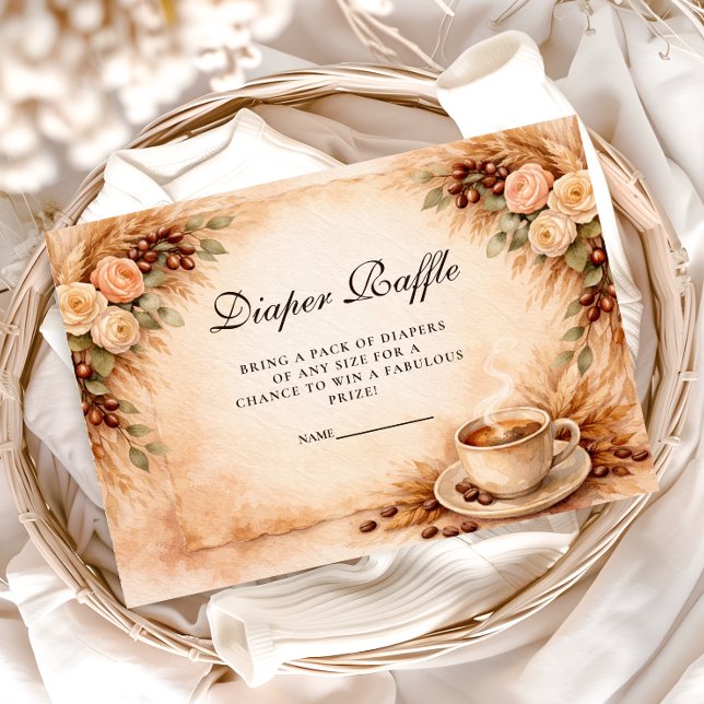Rustic Coffee Baby Shower Diapper Raffle Enclosure Card (Creator Uploaded)