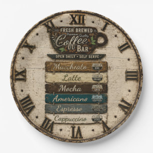Rustic Coffee Bar Kitchen Farmhouse Decor Paper Plate