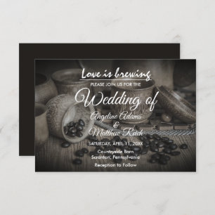 Rustic Coffee Bean-Love is Brewing Wedding Card