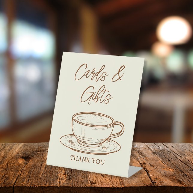 Rustic Coffee Cup Cards and Gifts Pedestal Sign (Creator Uploaded)