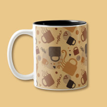 Rustic Coffee Love - Mug and Heart Pattern