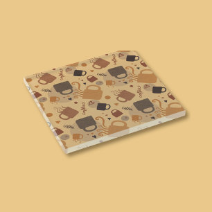 Rustic Coffee Love - Mug and Heart Pattern Glass Coaster