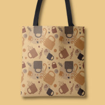 Rustic Coffee Love - Mug and Heart Pattern