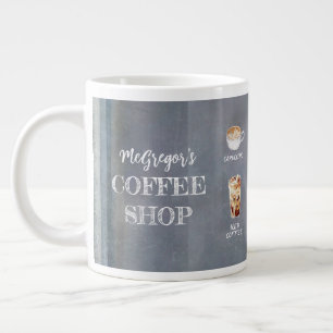 Rustic Coffee Shop Family or Business Blue Large Coffee Mug