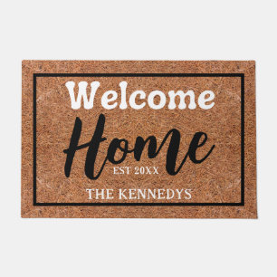 Rustic Coir Custom Family Name Welcome Home Doormat