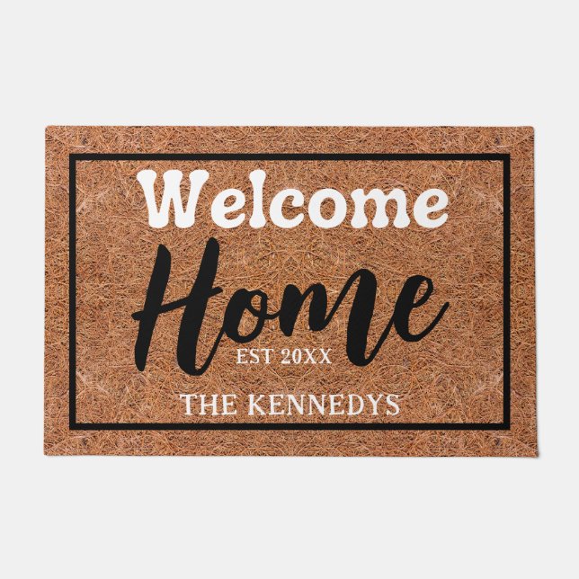 Rustic Coir Custom Family Name Welcome Home  Doormat (Front)