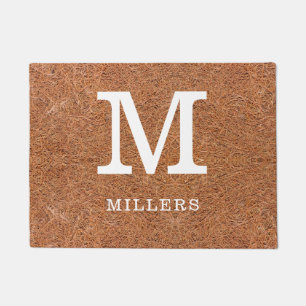Rustic Coir  Family Name Monogram Initial Doormat