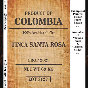 Rustic Colombian Coffee Burlap Sack FC6 Decoupage Tissue Paper