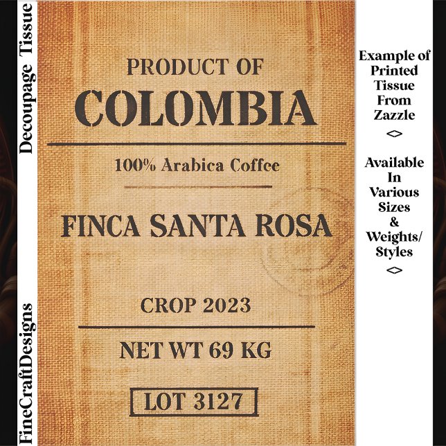 Rustic Colombian Coffee Burlap Sack FC6 Decoupage Tissue Paper (Creator Uploaded)