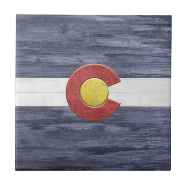 Rustic Colorado Flag Ceramic Tile (Front)
