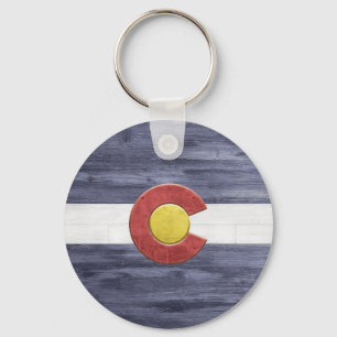 Rustic Colorado Flag Key Ring