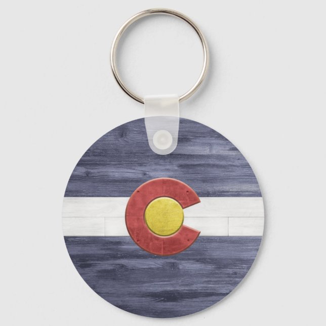 Rustic Colorado Flag Key Ring (Front)