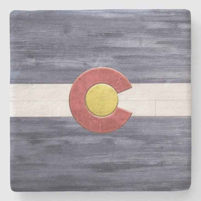 Rustic Colorado Flag Stone Coaster (Front)