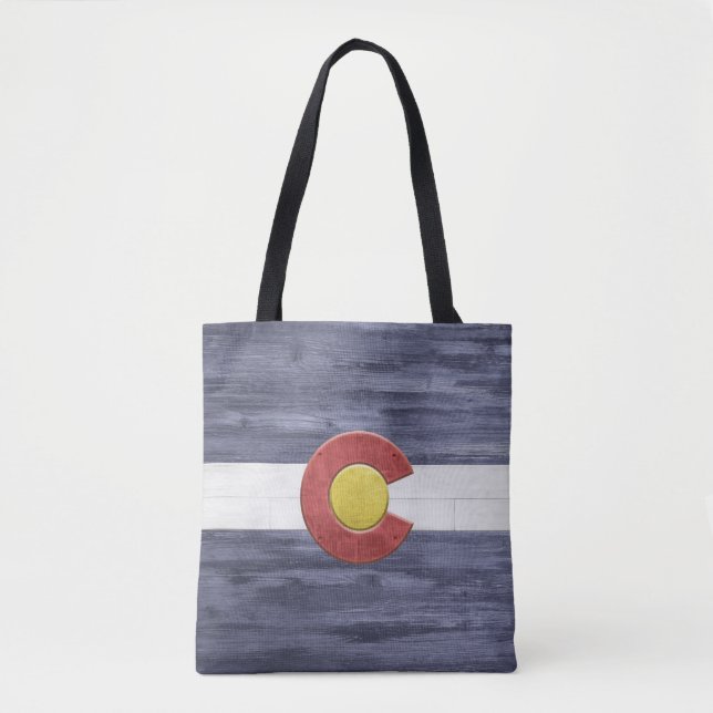 Rustic Colorado Flag Tote Bag (Front)