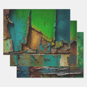 Rustic, Colorful, Peeling Paint,  Wrapping Paper Sheet