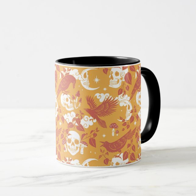 Rustic Colour Halloween Pattern Coffee Mug (Front Right)