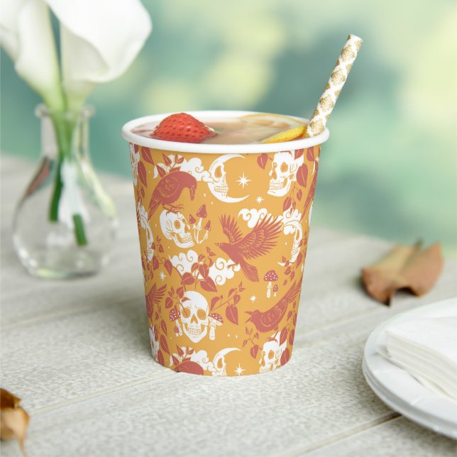 Rustic Colour Halloween Pattern Paper Cups (Insitu)