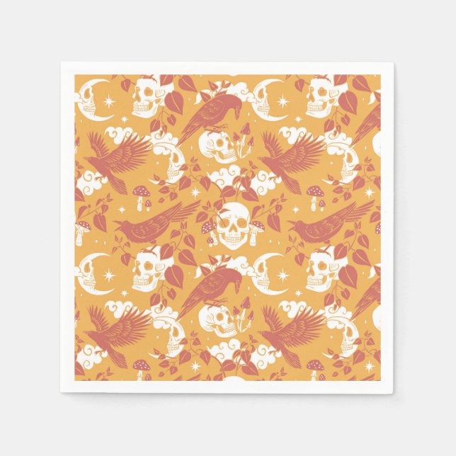 Rustic Colour Halloween Pattern Paper Napkins (Front)