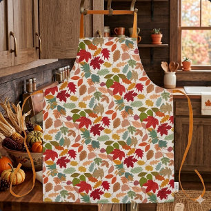 Rustic Colourful Autumn Leaves Seamless Pattern Apron