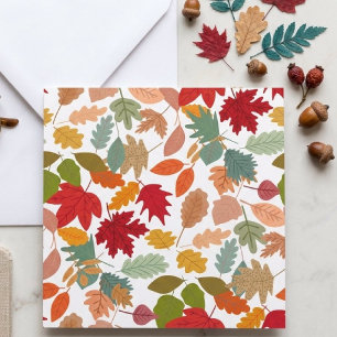 Rustic Colourful Autumn Leaves Seamless Pattern Card