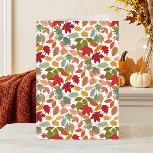 Rustic Colourful Autumn Leaves Seamless Pattern Card
