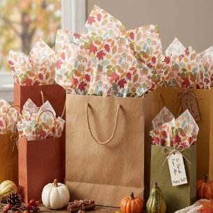 Rustic Colourful Autumn Leaves Seamless Pattern Tissue Paper