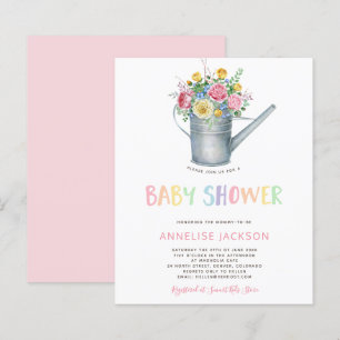 Rustic colourful baby girl BUDGET shower invite