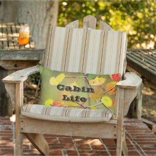 Rustic Colourful Fall Aspen Leaves Photograph Lumbar Cushion