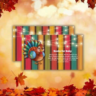 Rustic Colourful Little Turkey Baby Shower Enclosure Card