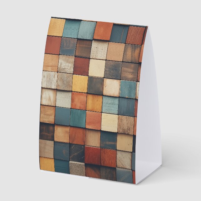 Rustic Colourful Wooden Blocks Pattern (Front)