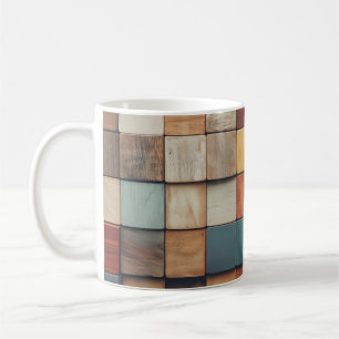 Rustic Colourful Wooden Blocks Pattern Coffee Mug