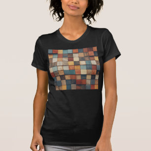 Rustic Colourful Wooden Blocks Pattern T-Shirt