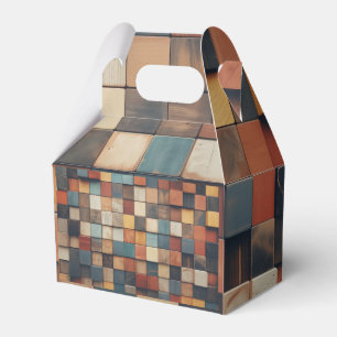 Rustic Colourful Wooden Blocks Pattern Watch Favour Box